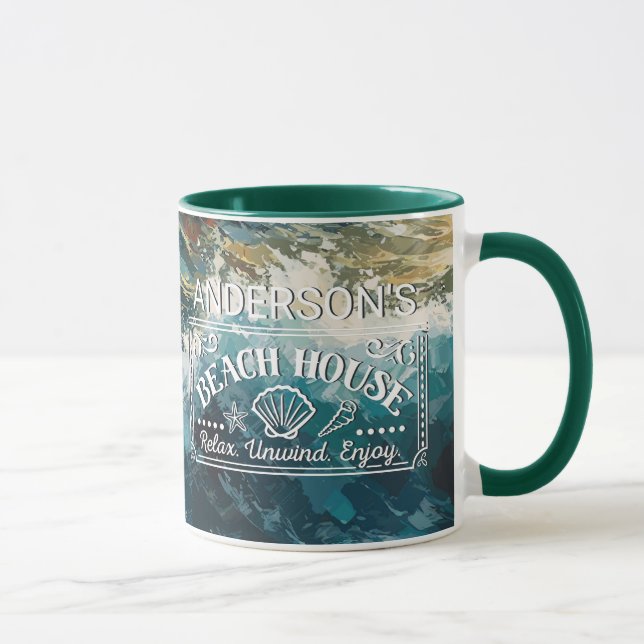 Breaking Beach Waves  theme Painting  Mug (Right)