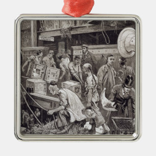 Breaking Bulk on Board a Tea Ship in the London Do Metal Ornament