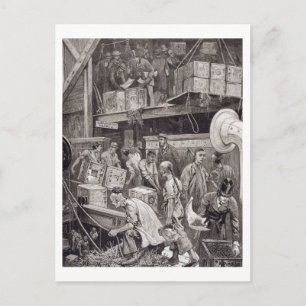 Breaking Bulk on Board a Tea Ship in the London Do Postcard