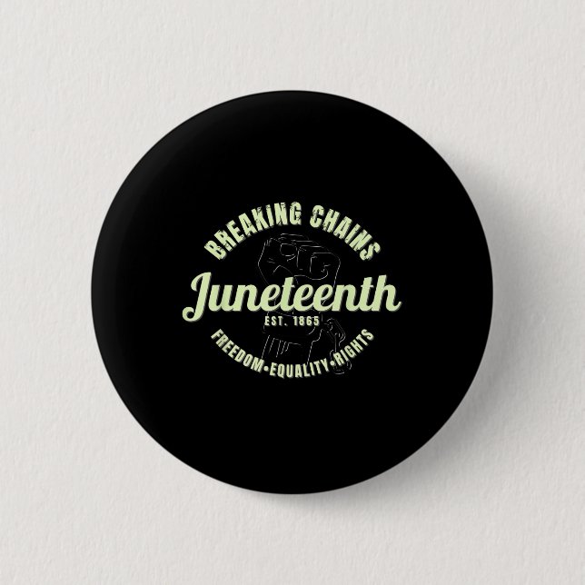 Breaking Chains Established 1865 Juneteenth Black  6 Cm Round Badge (Front)