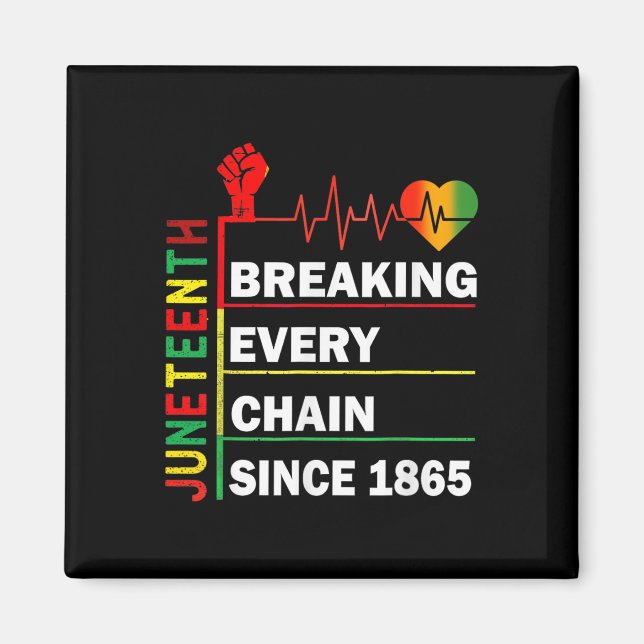 Breaking Every Chain Since 1865 Juneteenth Black H Magnet (Front)