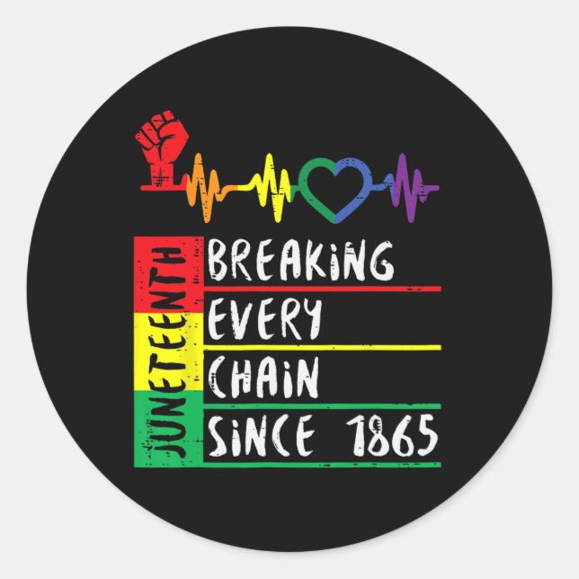 Breaking Every Chain Since 1865 Juneteenth Freedom Classic Round Sticker (Front)