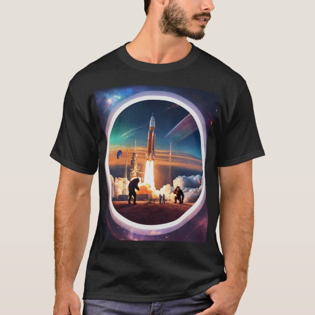 Breaking Free: Rocket Launch Gravity T-Shirt Desig (Front)