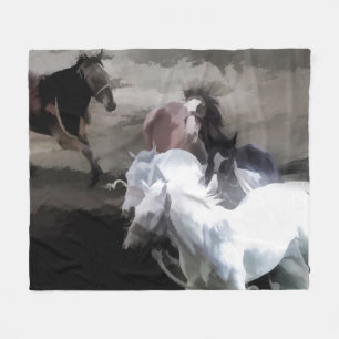 Breaking Free - Wild Horses Fleece Blanket