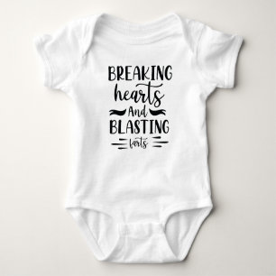 "breaking hearts and blasting farts" funny baby bo baby bodysuit
