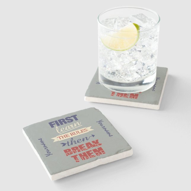 Breaking Rules custom stone coasters (Side)
