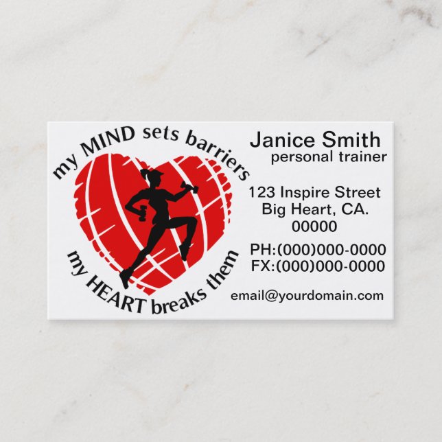 Breaking Sports Barriers Personal Trainer Business Business Card (Front)