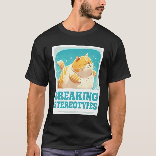 Breaking Stereotypes Floating Fluffy Cat Kitten T-Shirt (Front)