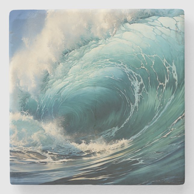 Breaking Surf  Painting Stone Coaster (Front)