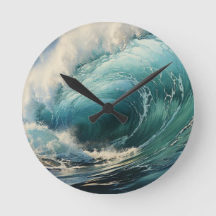 Breaking Surf Painting Theme Round Clock
