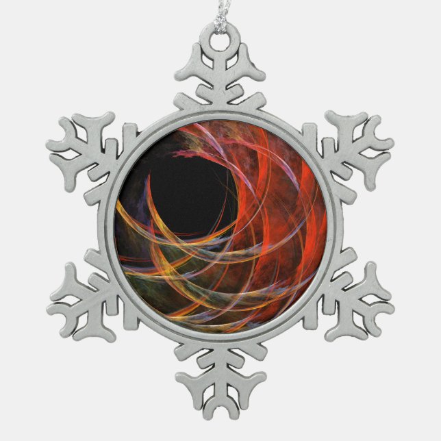 Breaking the Circle Abstract Art Snowflake Pewter Christmas Ornament (Front)