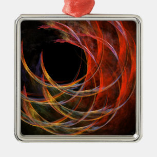 Breaking the Circle Abstract Art Square Metal Ornament
