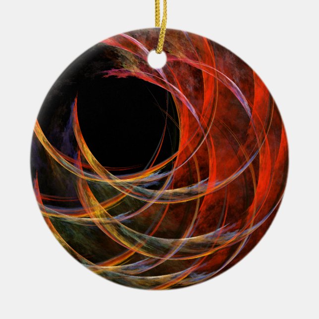 Breaking the Circle Vortex of Fire Abstract Art Ceramic Ornament (Front)