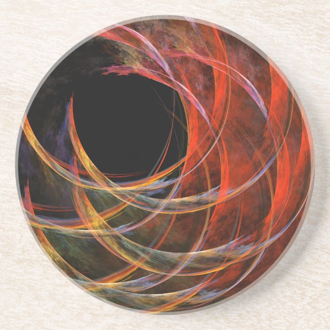 Breaking the Circle Vortex of Fire Abstract Art Coaster (Front)
