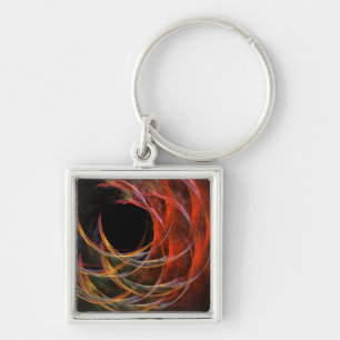 Breaking the Circle Vortex of Fire Abstract Art Key Ring