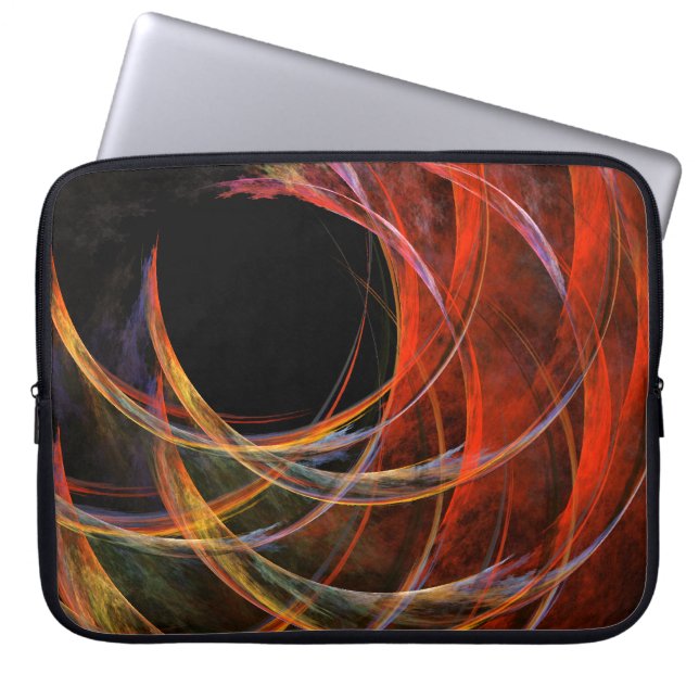 Breaking the Circle Vortex of Fire Abstract Art Laptop Sleeve (Front)