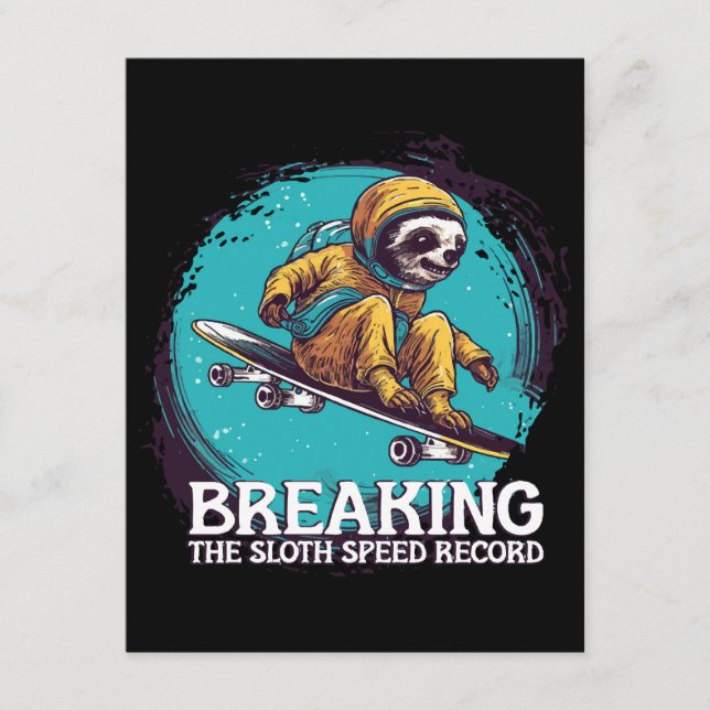 breaking the sloth speed record enclosure card (Front)