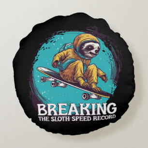 Breaking the Sloth Speed Record Round Cushion