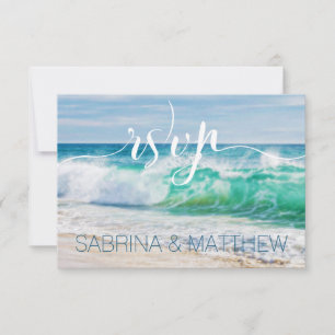 Breaking Waves Beach Wedding RSVP Invitation
