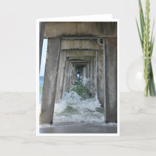 Breaking Waves Beneath Naples Pier Note Card