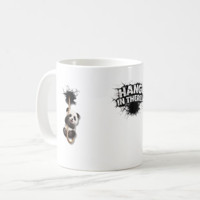 Breakthrough Panda – Cute 3D Wall Illusion Art Coffee Mug (Front Left)