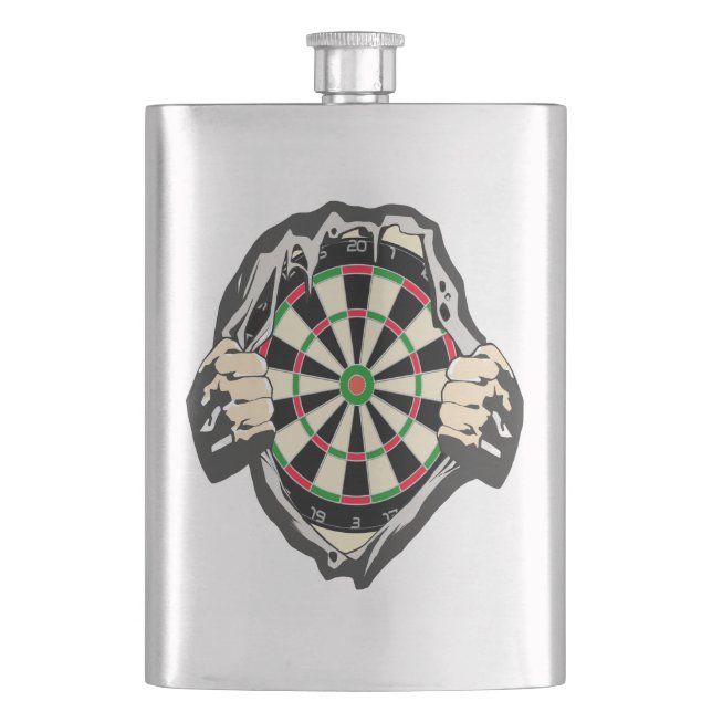 Breakthrough to the Bullseye – Ultimate Dartboard  Hip Flask (Front)