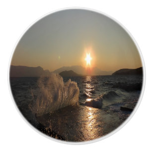 Breakwater in Croatia beautiful sunset Ceramic Knob