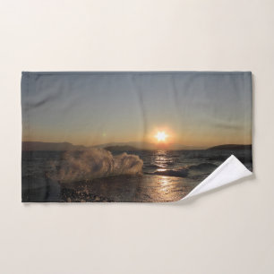 Breakwater in Croatia beautiful sunset Hand Towel