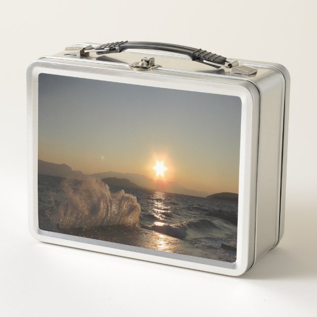 Breakwater in Croatia beautiful sunset            Metal Lunch Box (Front)