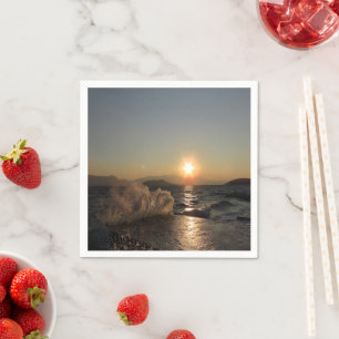 Breakwater in Croatia beautiful sunset Napkin