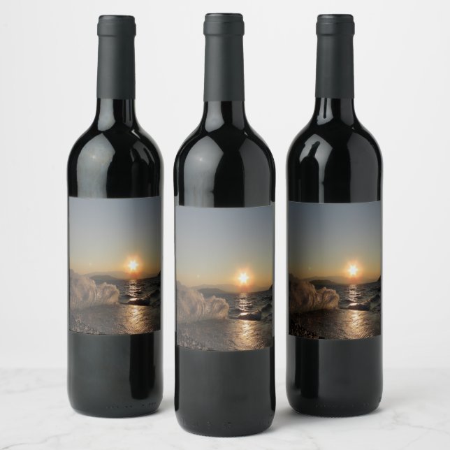 Breakwater in Croatia beautiful sunset          Wine Label (Bottles)