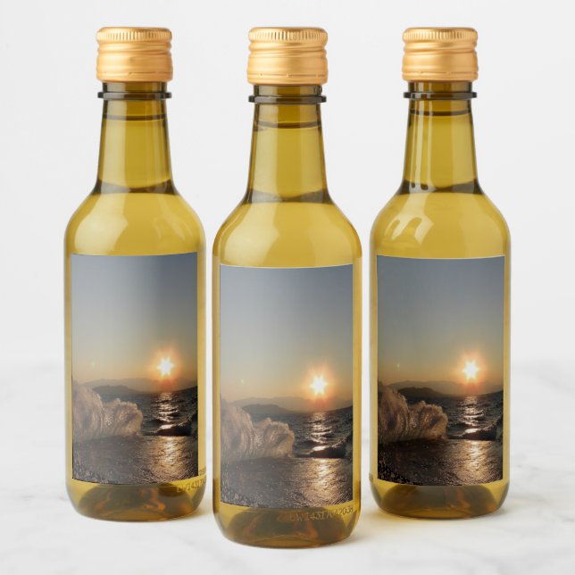 Breakwater in Croatia beautiful sunset          Wine Label (Bottles)