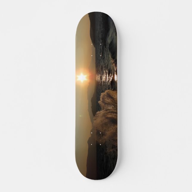 Breakwater Sunset in Croatia – Adriatic Bura Waves Skateboard (Front)