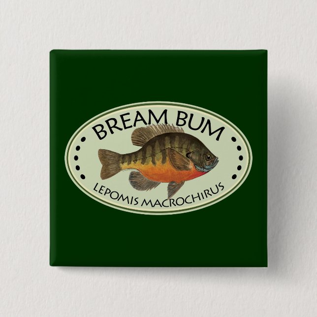 Bream Bum Fishing 15 Cm Square Badge (Front)