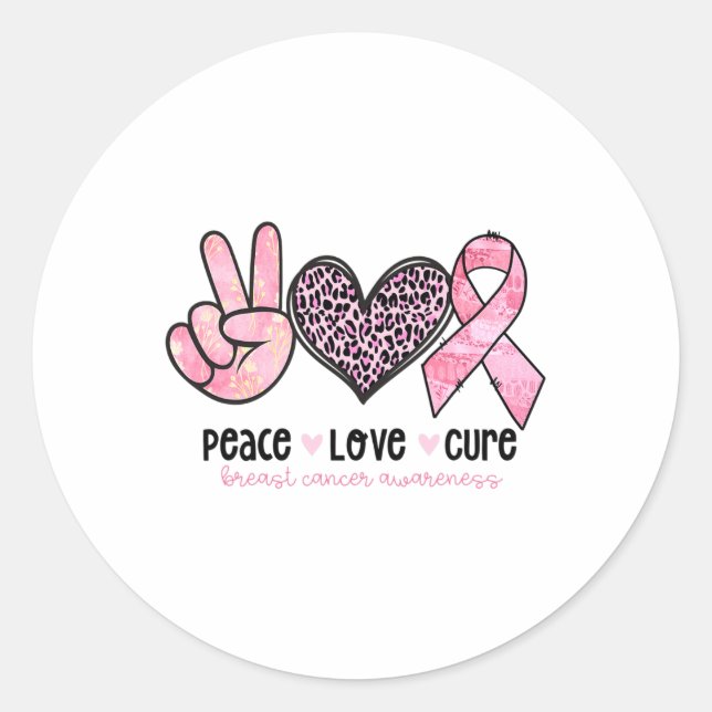 Breast Awareness Pink Ribbon  Classic Round Sticker (Front)