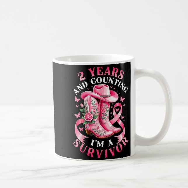 Breast Cancer 2 Years Survivor Nk Ribbon Cowgirl G Coffee Mug (Right)