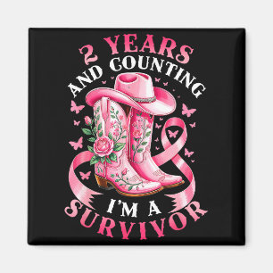 Breast Cancer 2 Years Survivor Nk Ribbon Cowgirl G Magnet