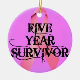 Breast Cancer 5 Year Survivor Ceramic Tree Decoration