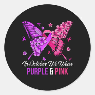 Breast Cancer And Domestic Violence Awareness Butt Classic Round Sticker