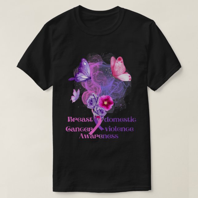 Breast cancer and domestic violence awareness flow T-Shirt (Design Front)