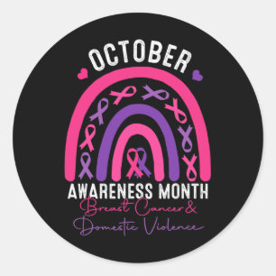 Breast Cancer And Domestic Violence Awareness Mont Classic Round Sticker