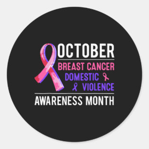 Breast Cancer And Domestic Violence Awareness Mont Classic Round Sticker
