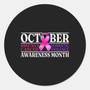 Breast Cancer And Domestic Violence Awareness Mont Classic Round Sticker