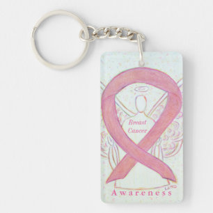 Breast Cancer Angel Awareness Ribbon Keychain