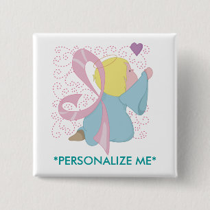 Breast Cancer Angel Button - Customised