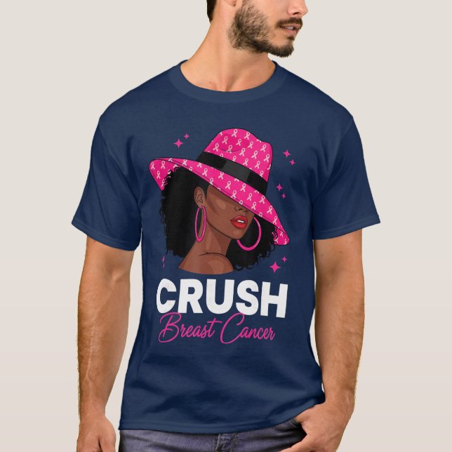 Breast Cancer Awareness African American Afro Wome T-Shirt (Front)