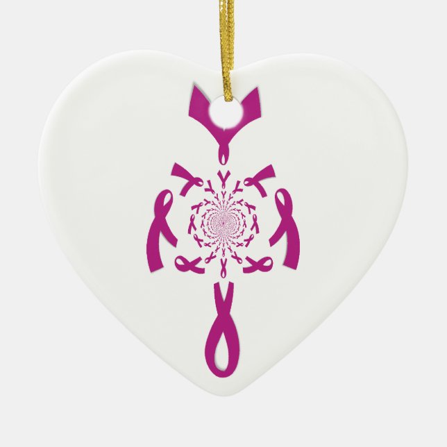 Breast Cancer Awareness Art Print Ceramic Tree Decoration (Front)