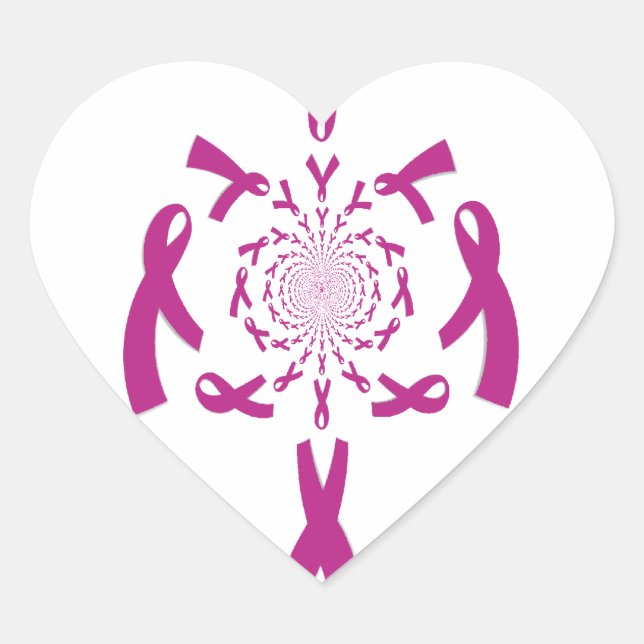 Breast Cancer Awareness Art Print Heart Sticker (Front)