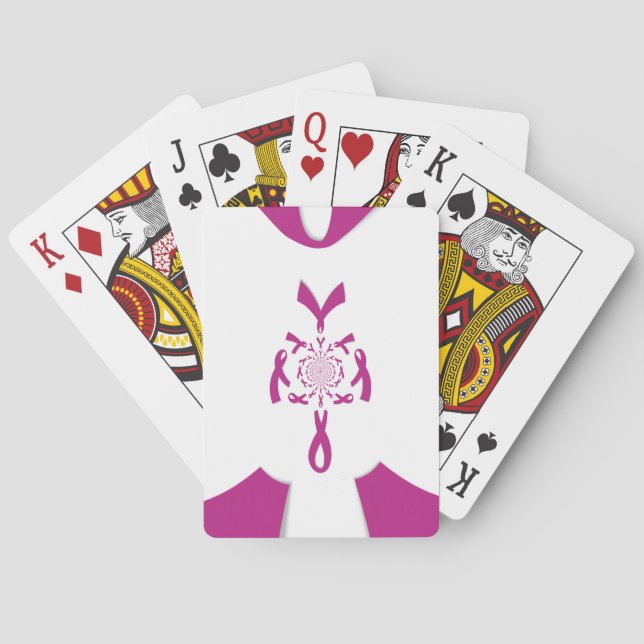 Breast Cancer Awareness Art Print Playing Cards (Back)