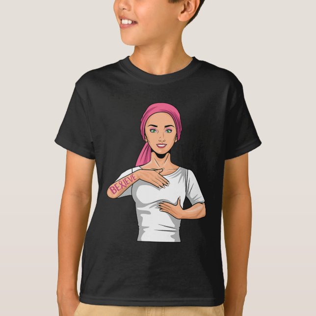 Breast Cancer Awareness Asl American Sign Language T-Shirt (Front)